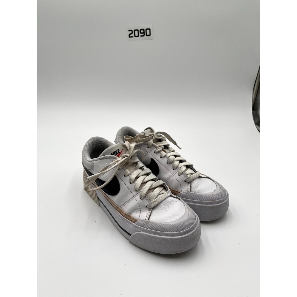 Nike White Black Platform Sneakers with Tan Accent